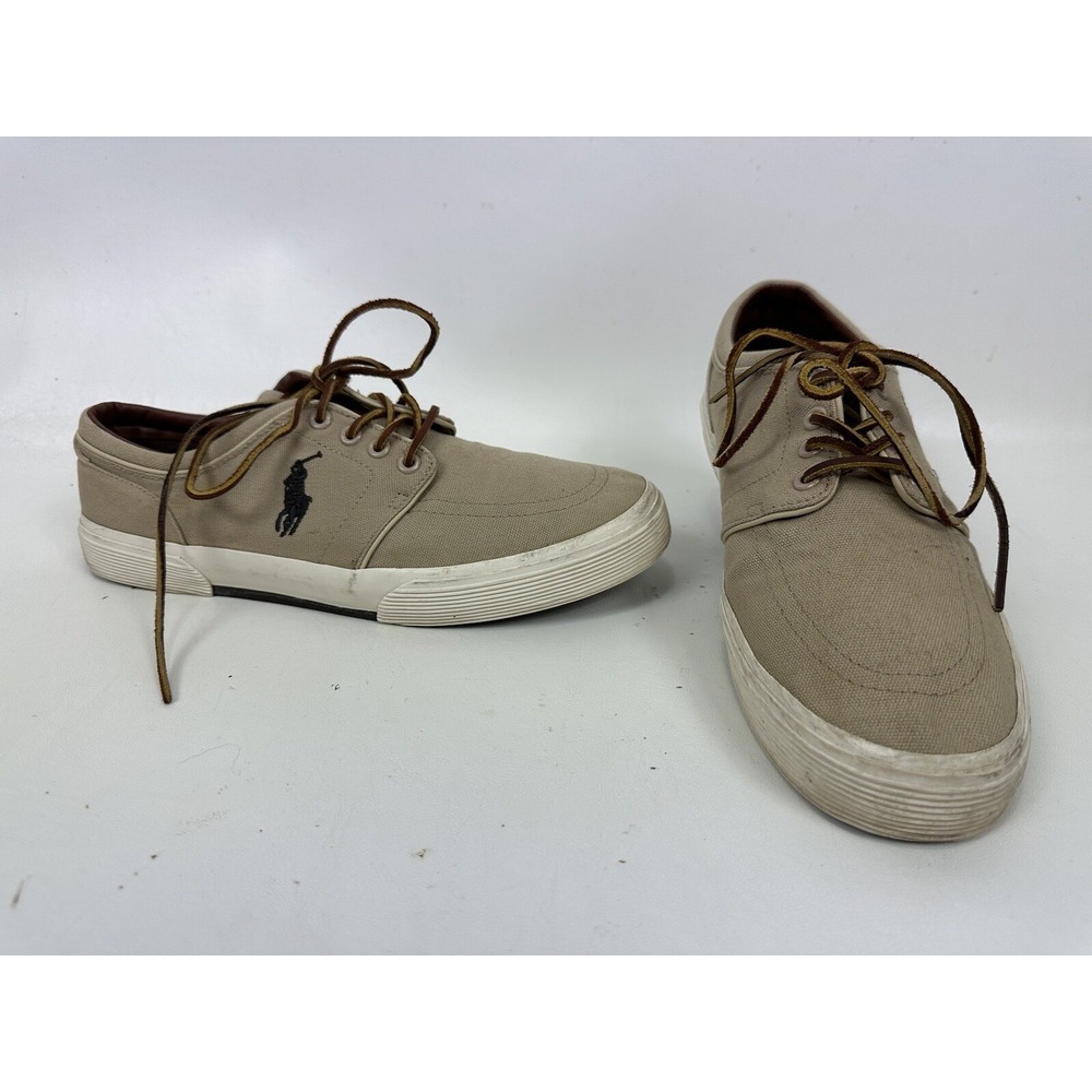 Polo Ralph Lauren Faxon Low Top Canvas Shoes Sneaker Tan Mens Size 9.5 D